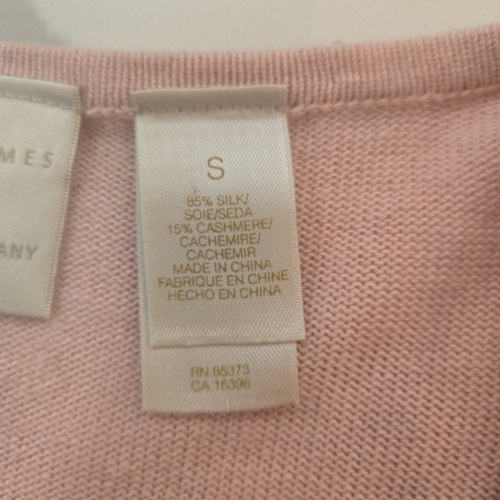 Silk Cashmere Beaded Baby Pink Pullover Knit Sweater Womens Size Small - Picture 7 of 9